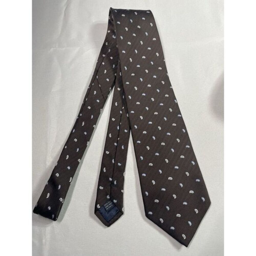 Fabio Ferretti Men's Neck Tie Brown Geometric Silk Hand Made Italy‎